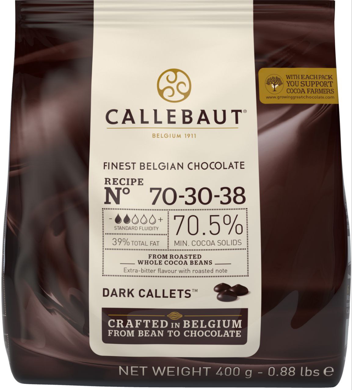 Шоколад Бельгійський темний гіркий  Callebaut каллети, пак 0,4 кг